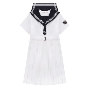 樱花家族原创jk制服连衣裙【清野夏】校供感白三本百褶裙短袖套装