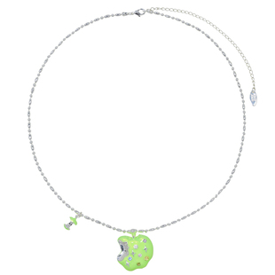 AWE锆石星星荧光绿苹果毛衣链谢春花同款高颜值学生党银米粒项链