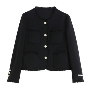 IVYKKI艾维时尚短款毛呢外套羊绒短款双面呢小香风2025年冬季新款