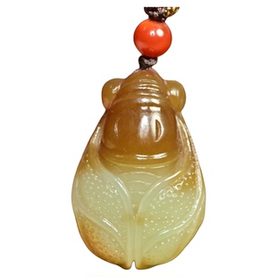 紫润轩新疆和田玉糖黄玉一鸣惊人吊坠且末料知了玉蝉精品支持检测