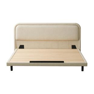 【白蜡木】栖作小马蹄实木双人床主卧大床1米8排骨架床架软包靠背