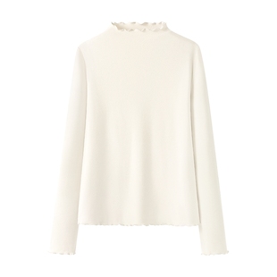 都市丽人加绒德打底衫女2026新款今年流行爆款冬木耳边保暖内搭X