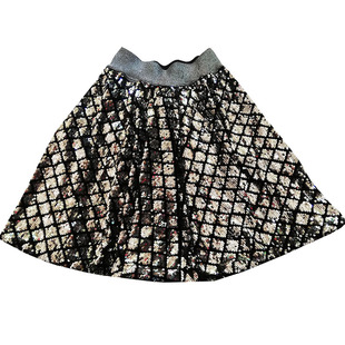 吸睛利器丝绒亮片女大码高腰中长款伞裙知性复古红格子氛围感长裙