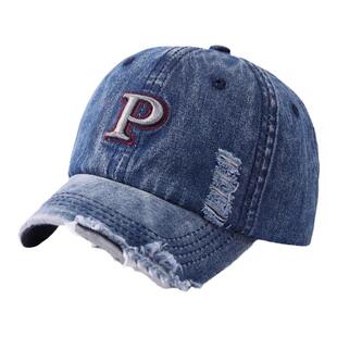 儿童棒球帽夏季遮阳帽春秋男女童破洞牛仔水洗鸭舌帽宝宝防晒帽子