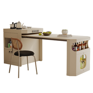 2026年小户型多功能可折叠可伸缩充电家用岛台餐桌椅组合吃饭桌子