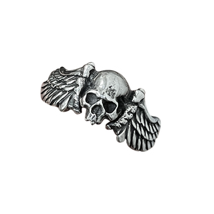 大铁头的店MAD cult骷髅头翅膀戒指纯银925复古做旧潮流银饰指环