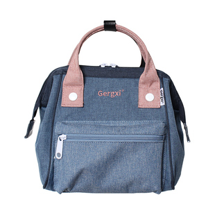 新款日系潮牌小挎包女式休闲时尚手提包撞色多功能妈妈包麻衣布包