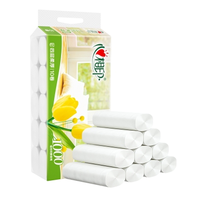 茶语无香压花4层家用卷纸