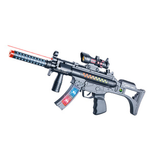 儿童声光玩具枪电动八音枪彩色灯光带红色射线男孩玩具枪彩盒装