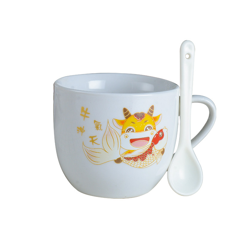 批發陶瓷杯卡通带盖灯泡杯广告开业活动礼品定制logo企鹅杯马克杯