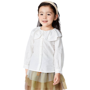巴拉巴拉女童衬衫小童宝宝法式白色衬衣儿童长袖上衣季秋新款童装