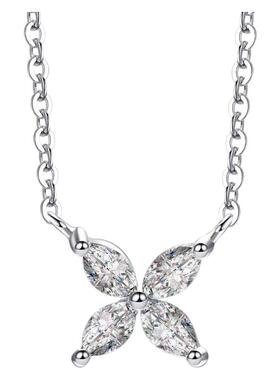 D色莫桑石玫瑰金四个叶子项链