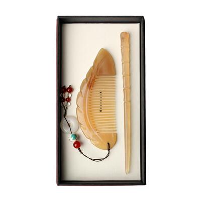 正品牛角梳发簪情人节礼物送女友