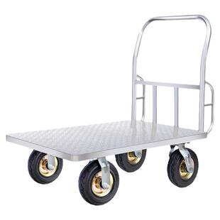 加厚钢板平板车搬运车四轮拉货车小推车工厂手推车搬运车拖车大轮