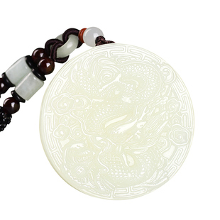 珪宝和田玉龙凤玉佩情侣款一对玉牌吊坠男士圆形天然玉石玉坠挂件