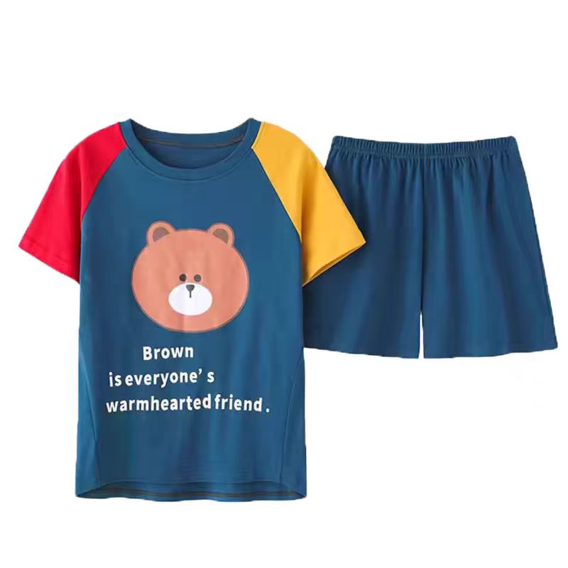 夏季短袖带胸垫睡衣女士短裤女生薄款韩范卡通家居服甜美两件套装