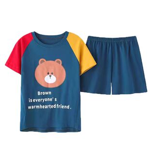 夏季短袖带胸垫睡衣女士短裤女生薄款韩范卡通家居服甜美两件套装