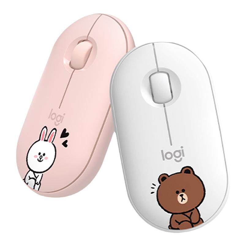 罗技Pebble Line Friends联名无线蓝牙静音鹅卵石鼠标办公熊兔子