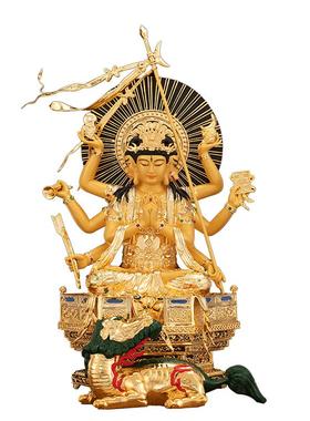 斗姆元君神像摆件全铜鎏金