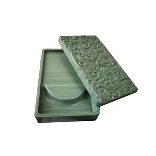 砚台天然原石 复刻故宫博物院款式 松花砚古纹龙凤带盖书法用品