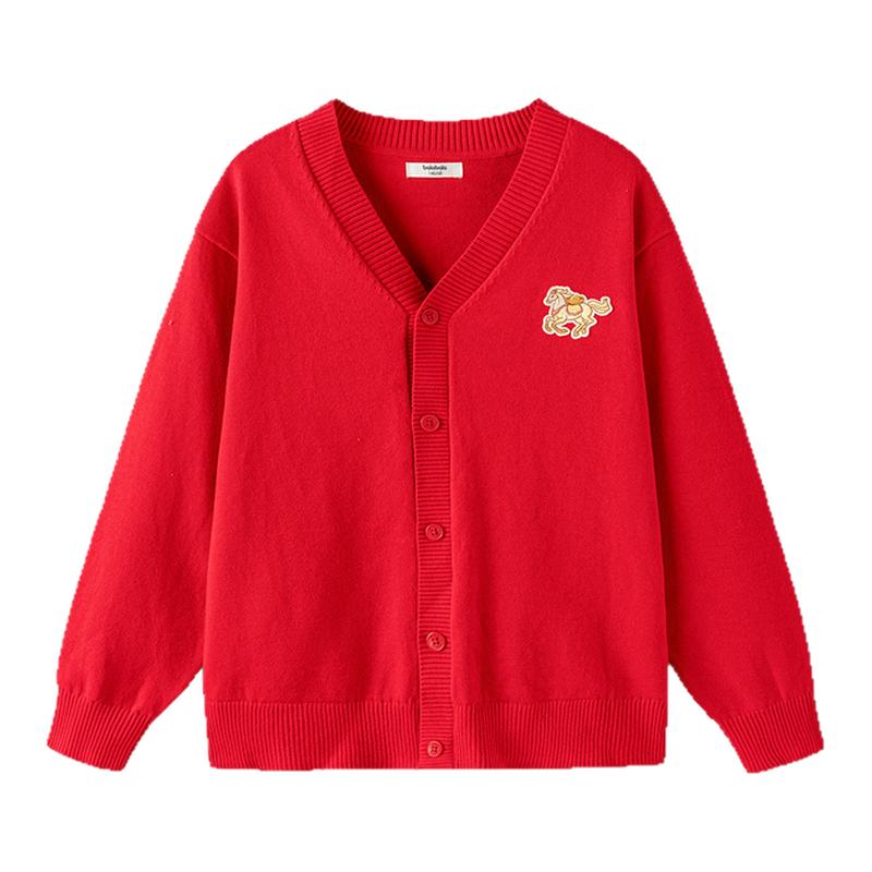 【双12超级爆品日】巴拉巴拉儿童毛衣秋冬针织开衫红色拜年服潮