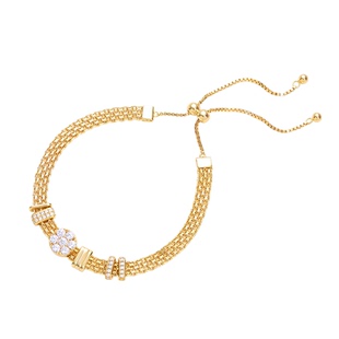 《詹妮弗》复古宫廷设计感精致编织表带可调节纯银手链女金色新年