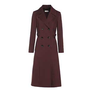 JESSIE优雅通勤长款风衣外套女装新款长袖双排扣系带收腰2026秋季