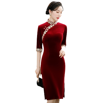 喜婆婆婚宴装结婚礼服中长款