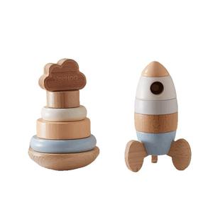 英氏套圈积木叠叠乐婴儿层层叠宝宝蒙氏早教儿童实木叠套套筒玩具