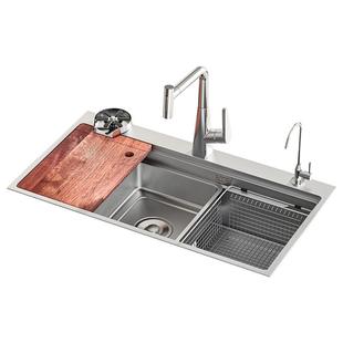 wocam沃咖Q19厨房水槽小米粒压纹304不锈钢日式大单槽洗菜洗碗池