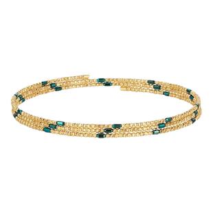 FENS珠宝 18K金手镯绿金斜纹珠细手镯手饰女生可调节