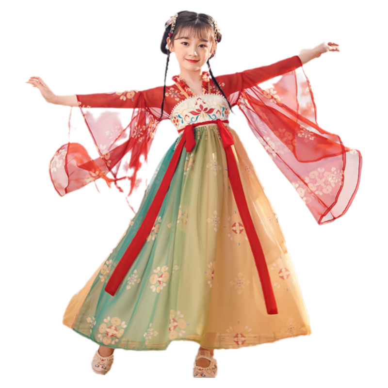 女童汉服夏款小女孩中国风超仙连衣裙儿童国庆古筝汉服演出服襦裙