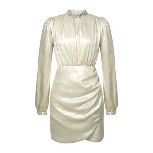 时髦穿搭御姐风修身连衣裙短款褶皱显瘦遮肚子漂亮超好看包臀裙子