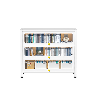 卧室床头书柜防尘带玻璃门钢制储物收纳柜多层儿童书架置物展示柜