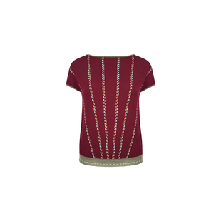 597c原创红色提花上衣中式短袖春季基础百搭撞色图案针织背心百搭