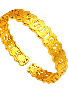 情侣越南沙金六字真言手镯仿真高
