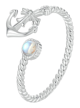 锦河畔月光石船锚戒指