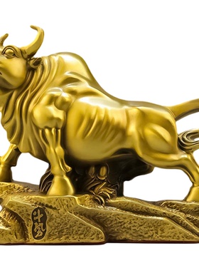 纯黄铜新中式风水牛招财摆件