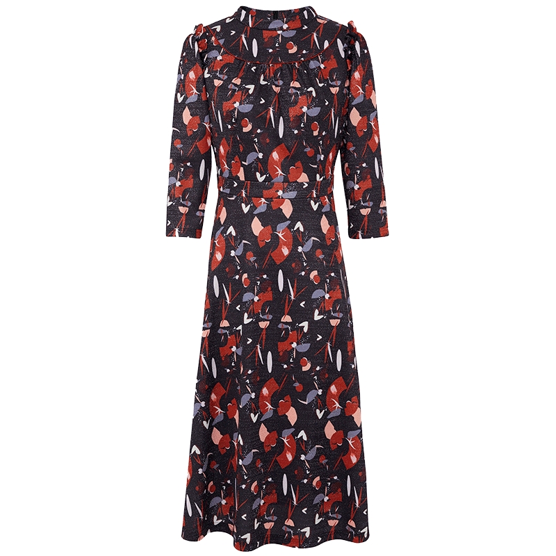 专柜正品马天奴秋冬秋冬立领闪葱印花连衣裙子收腰时尚MCAT56DR0