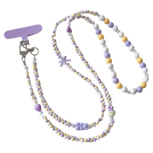 夏日ins风手机链好看多巴胺串珠背带挂链小挎包替换链子斜挎可背链条挂件拍立得相机挂饰防摔网红少女可爱壳