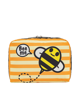 LeSportsac乐播诗新款小蜜蜂条纹休闲手拿包便携小方包手机包