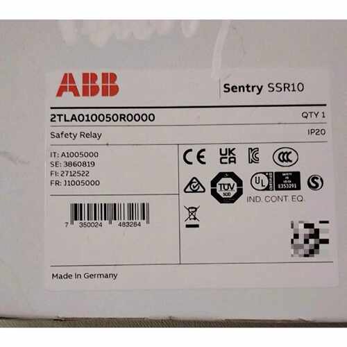 询价ABB安全继电器Sentry SSR10，型号2TLA010议价