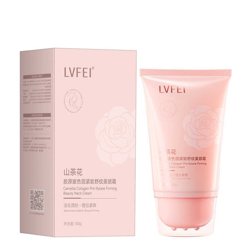 山茶花多肽胶原美颈霜淡纹紧致抗皱提拉逆龄胜肽玻色因颈霜滚珠款