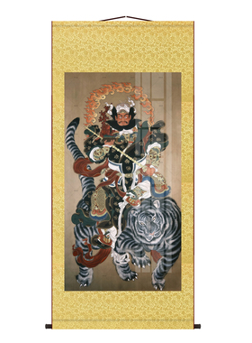 道家赵公明画像书房玄关挂画客厅装饰字画走廊沙发背景墙丝绸挂画