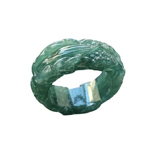 珠宝翡翠冰种蓝水盘龙扳指男款19mm老种a货冰透水润玉戒圈20号龙