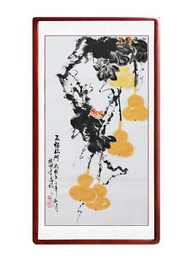 手绘葫芦五福临门玄关客厅装饰画