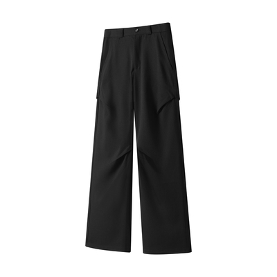 压褶分割 cleanfit小众设计感褶皱宽松休闲阔腿微喇拖地裤男百搭