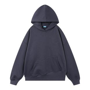 CryingCenter浪形口袋连帽套头加绒卫衣远红外自发热男女款