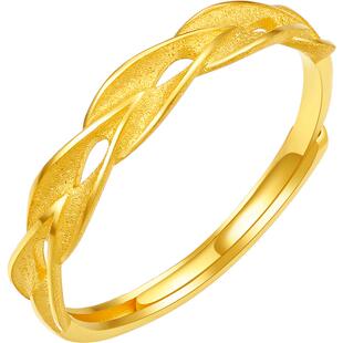 周六福黄金戒指女计价足金麦穗指环手饰新年礼物