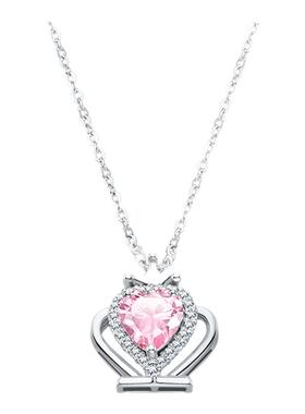 迪士尼为爱加冕皇冠爱心吊坠项链小众轻奢浪漫时尚精致锁骨链女款